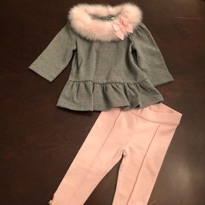 Janie & Jack Pink and Gray Outfit